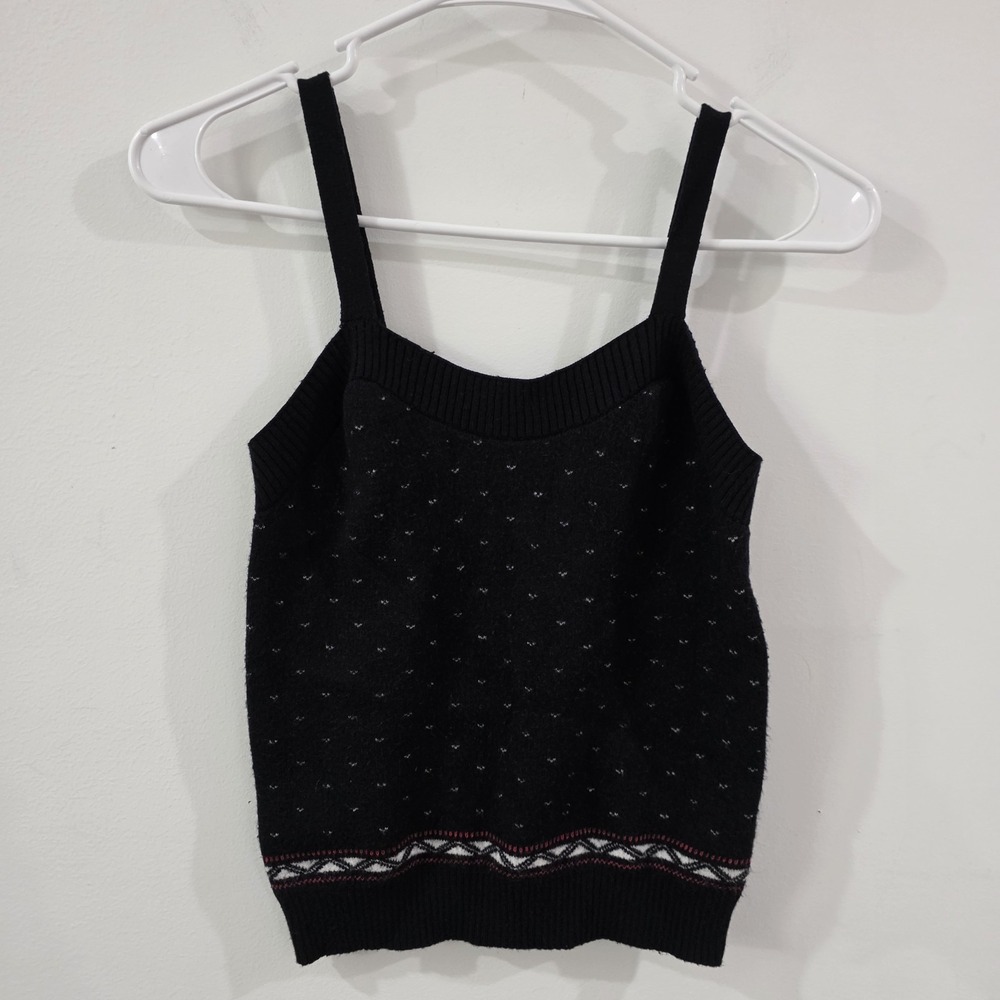 Maeve Anthropologie Womens Knit Tank Size Xs Fair Isle Black